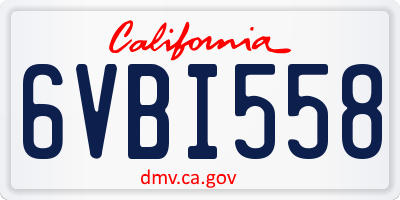 CA license plate 6VBI558