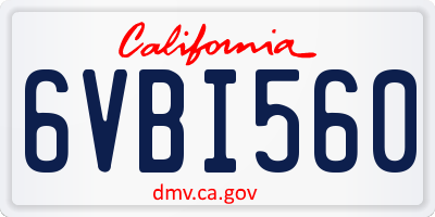 CA license plate 6VBI560
