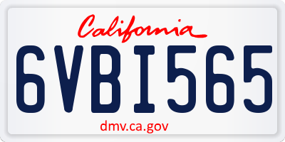 CA license plate 6VBI565