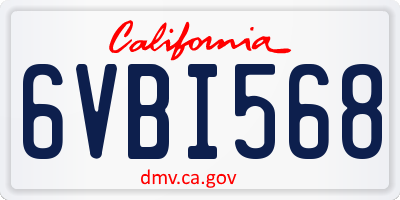 CA license plate 6VBI568