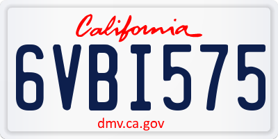 CA license plate 6VBI575