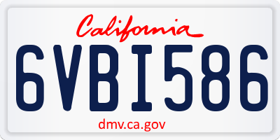 CA license plate 6VBI586
