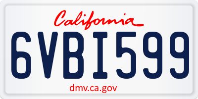 CA license plate 6VBI599