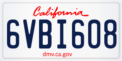 CA license plate 6VBI608
