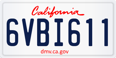 CA license plate 6VBI611