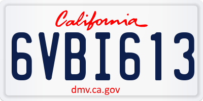 CA license plate 6VBI613