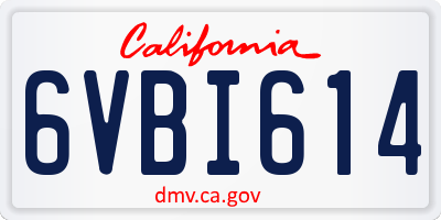CA license plate 6VBI614