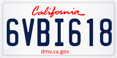 CA license plate 6VBI618