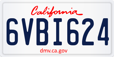 CA license plate 6VBI624