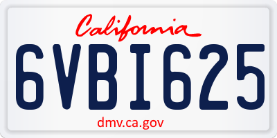 CA license plate 6VBI625
