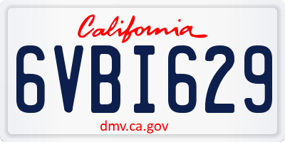 CA license plate 6VBI629