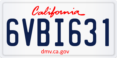 CA license plate 6VBI631