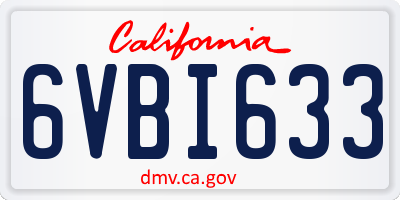 CA license plate 6VBI633