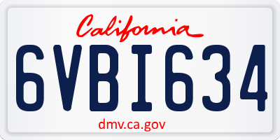 CA license plate 6VBI634