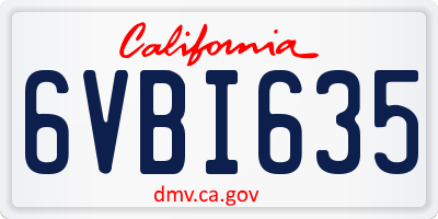 CA license plate 6VBI635