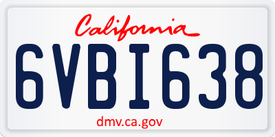 CA license plate 6VBI638