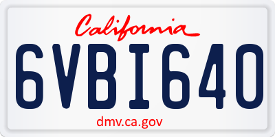 CA license plate 6VBI640