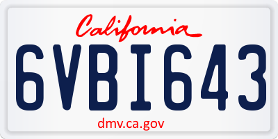CA license plate 6VBI643