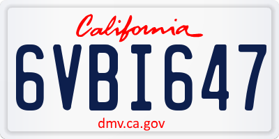 CA license plate 6VBI647
