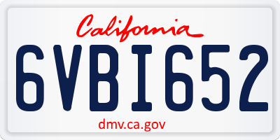 CA license plate 6VBI652