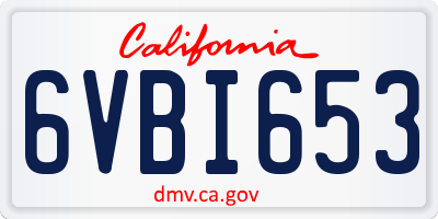 CA license plate 6VBI653
