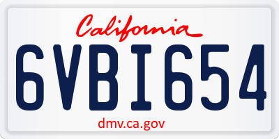 CA license plate 6VBI654