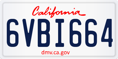 CA license plate 6VBI664