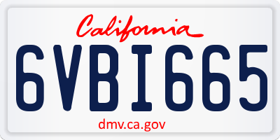 CA license plate 6VBI665