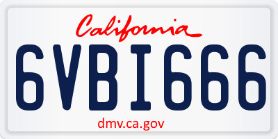 CA license plate 6VBI666