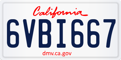 CA license plate 6VBI667