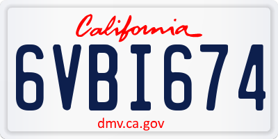 CA license plate 6VBI674