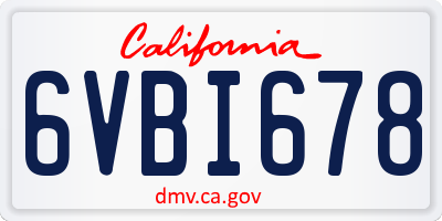 CA license plate 6VBI678