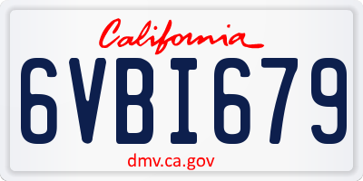 CA license plate 6VBI679