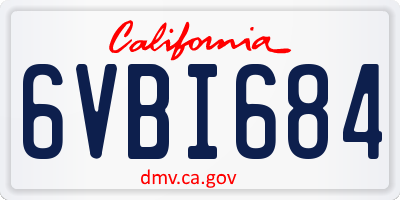 CA license plate 6VBI684