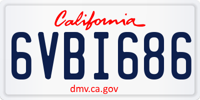 CA license plate 6VBI686