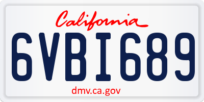 CA license plate 6VBI689