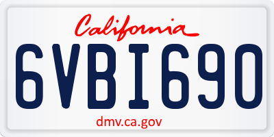 CA license plate 6VBI690