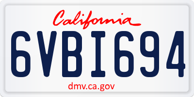 CA license plate 6VBI694