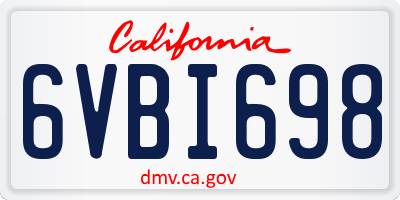 CA license plate 6VBI698
