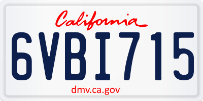 CA license plate 6VBI715