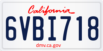 CA license plate 6VBI718