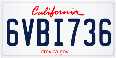 CA license plate 6VBI736