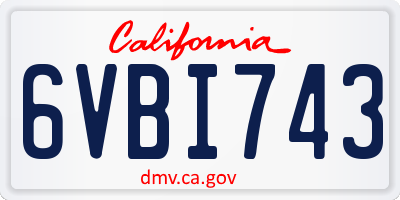 CA license plate 6VBI743