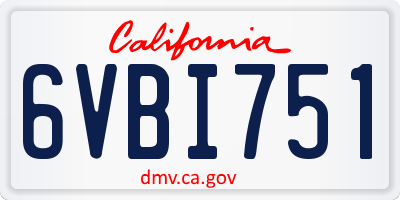 CA license plate 6VBI751