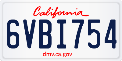 CA license plate 6VBI754