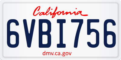 CA license plate 6VBI756