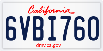 CA license plate 6VBI760