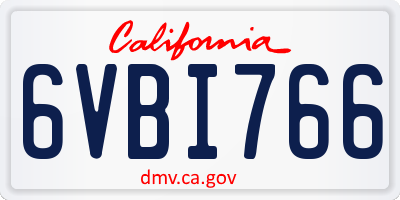CA license plate 6VBI766