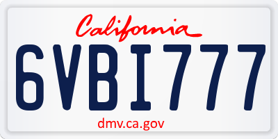CA license plate 6VBI777