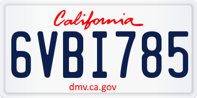 CA license plate 6VBI785
